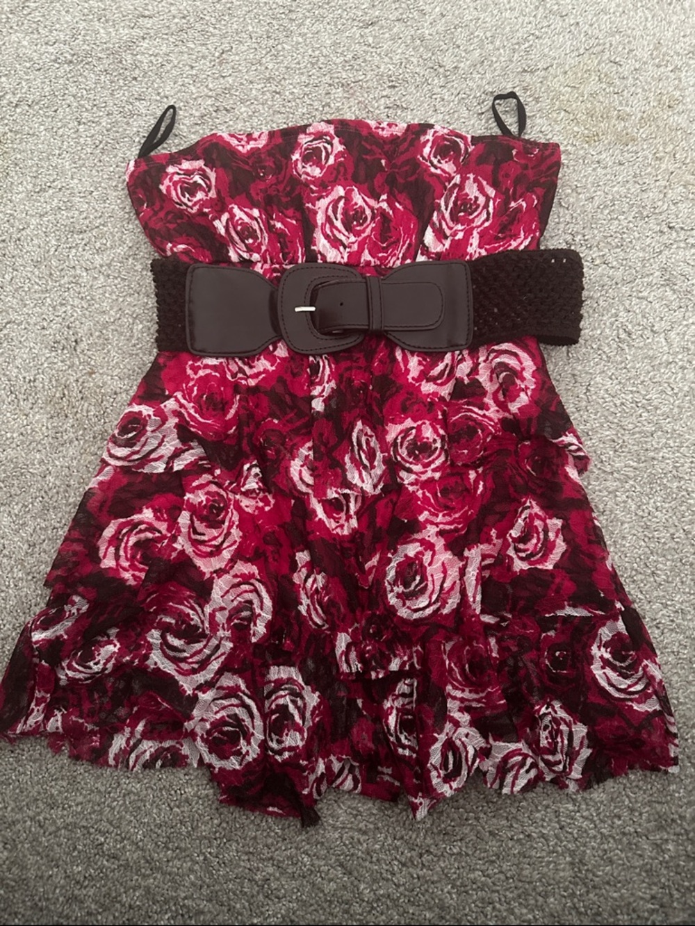 Cielo Hot Pink Strapless Top with Floral Trim